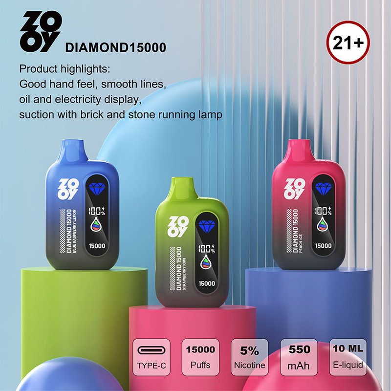 Прямая доставка со склада за рубежом Вейп со встроенным дисплеем ZOOY DIAMOND 15K